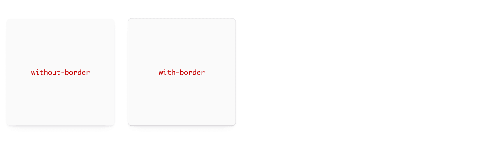 example of card styles with and without borders