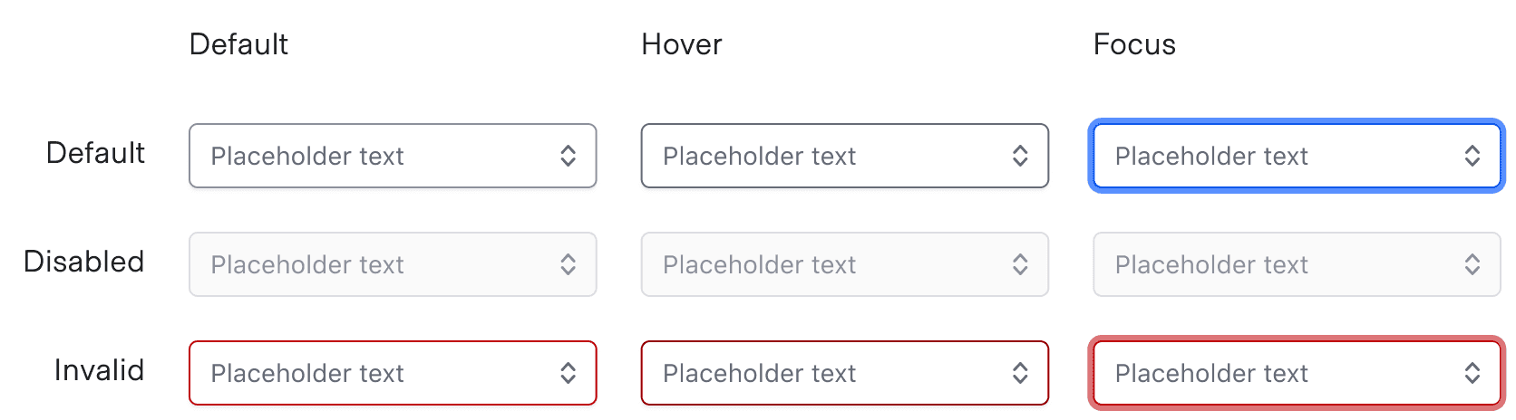 Showing the different states for the SuperSelect trigger