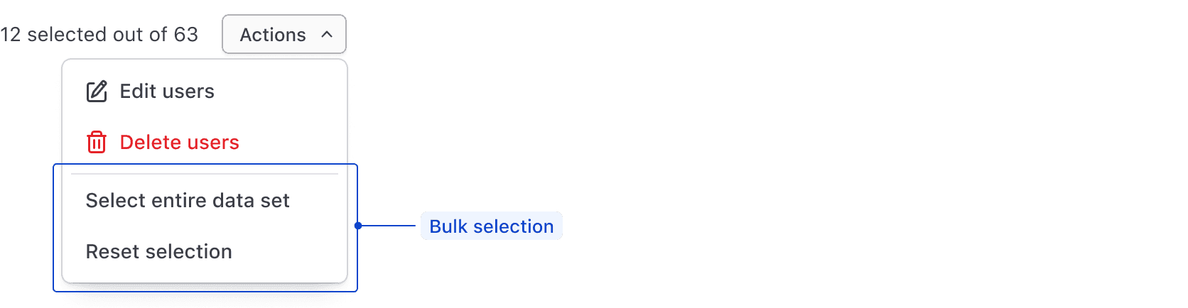 Example of bulk selection